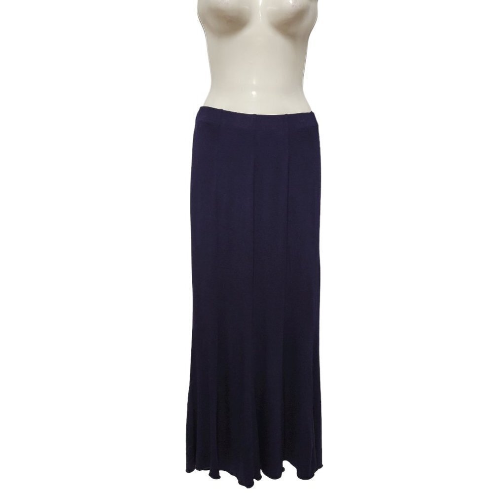 Long Blue Skirt Stretch Waistband Elastic Maxi Skirt Blue Skirt - XS / S / M